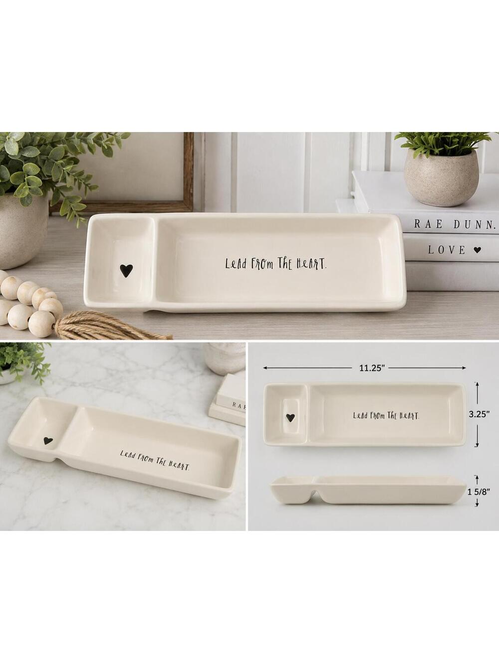 Rae Dunn “Lead From The Heart” Ceramic Organizer Tray
